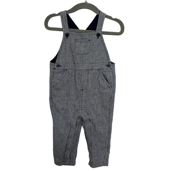 Janie and Jack Other - Janie and Jack Linen Cotton Blend Houndstooth Overalls 6-12M